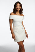White Mini Skirt A-Line-Mini Skirts-Laventaire-White-S-Laventaire