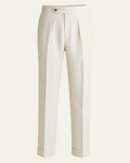 White Pleated Trousers-trousers > casual trousers-Laventaire-Laventaire