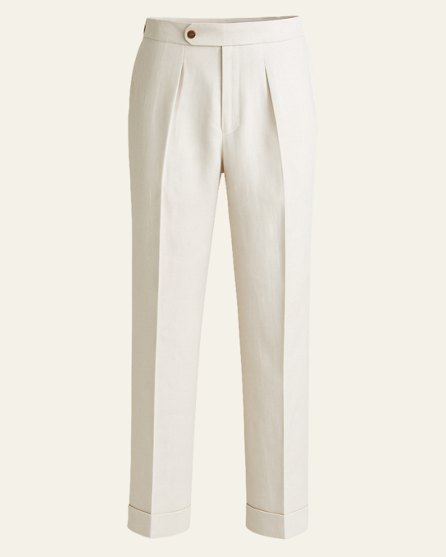 White Pleated Trousers-trousers > casual trousers-Laventaire-Laventaire