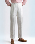 White Pleated Trousers-trousers > casual trousers-Laventaire-Laventaire
