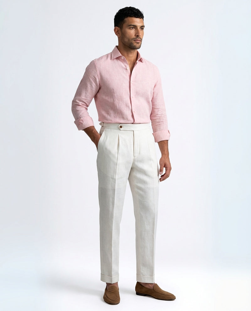 White Pleated Trousers-trousers > casual trousers-Laventaire-White-S-Laventaire