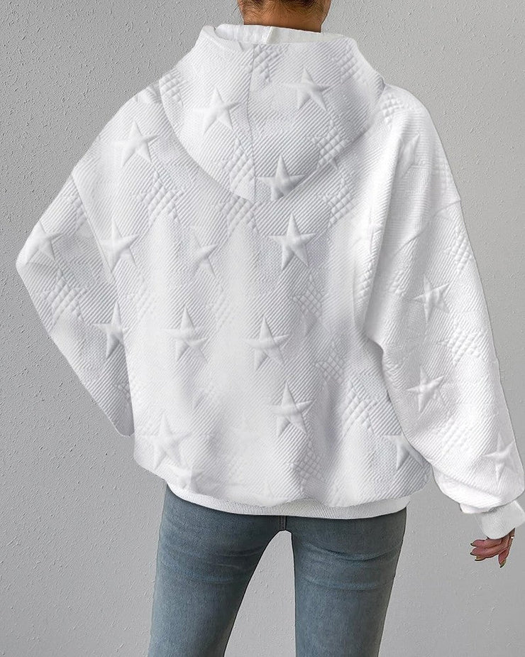 White Pullover Star Hoodie-hoodies > relaxed fit hoodie-Laventaire-Laventaire