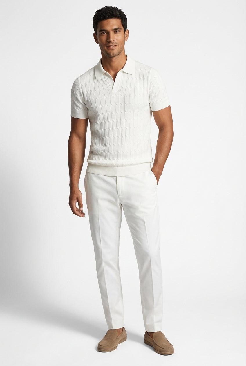 White Slim Fit Polo Shirt-shirts > polo shirts-Laventaire-Laventaire