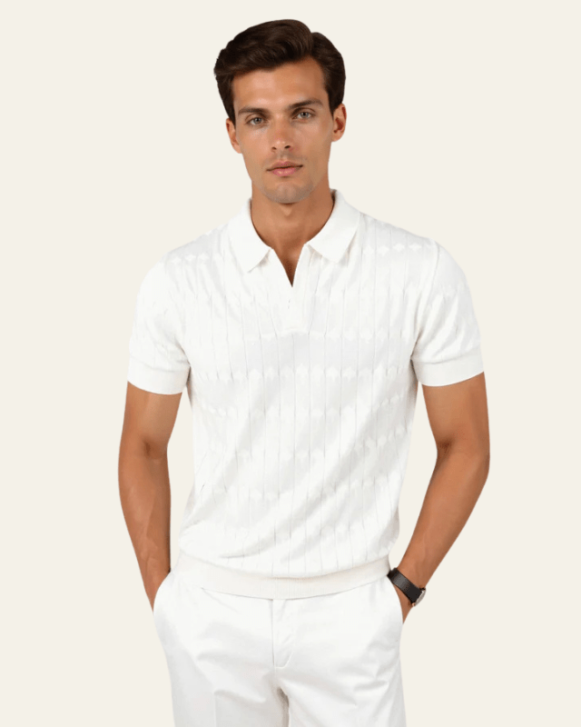 White Slim Fit Polo Shirt-shirts > polo shirts-Laventaire-Laventaire
