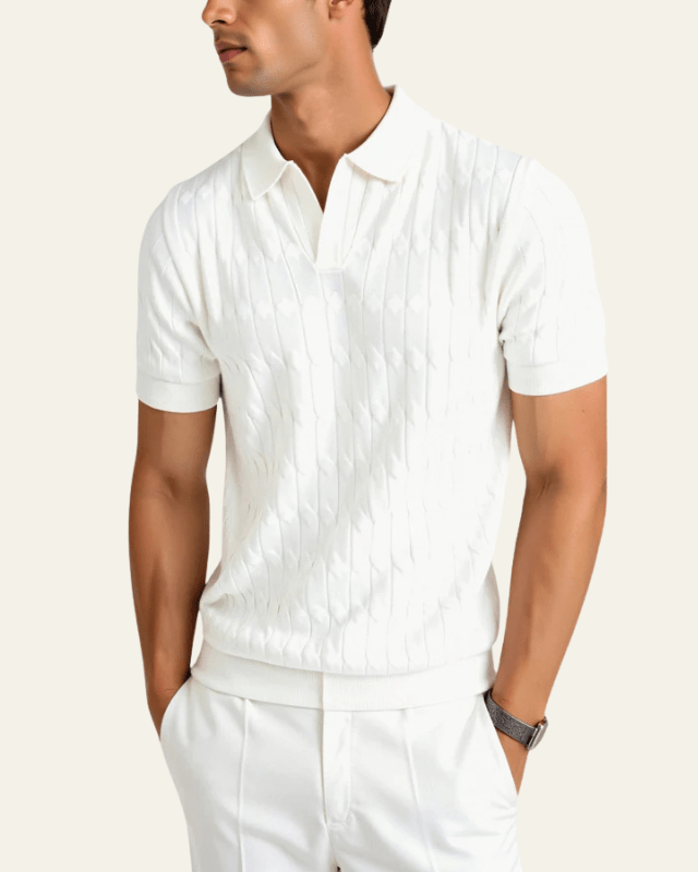 White Slim Fit Polo Shirt-shirts > polo shirts-Laventaire-Laventaire