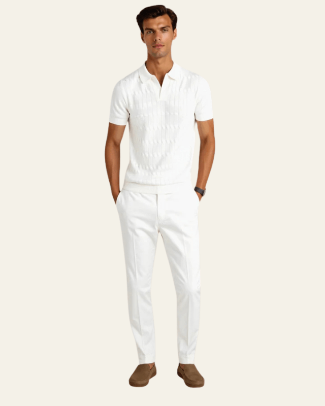 White Slim Fit Polo Shirt-shirts > polo shirts-Laventaire-Laventaire