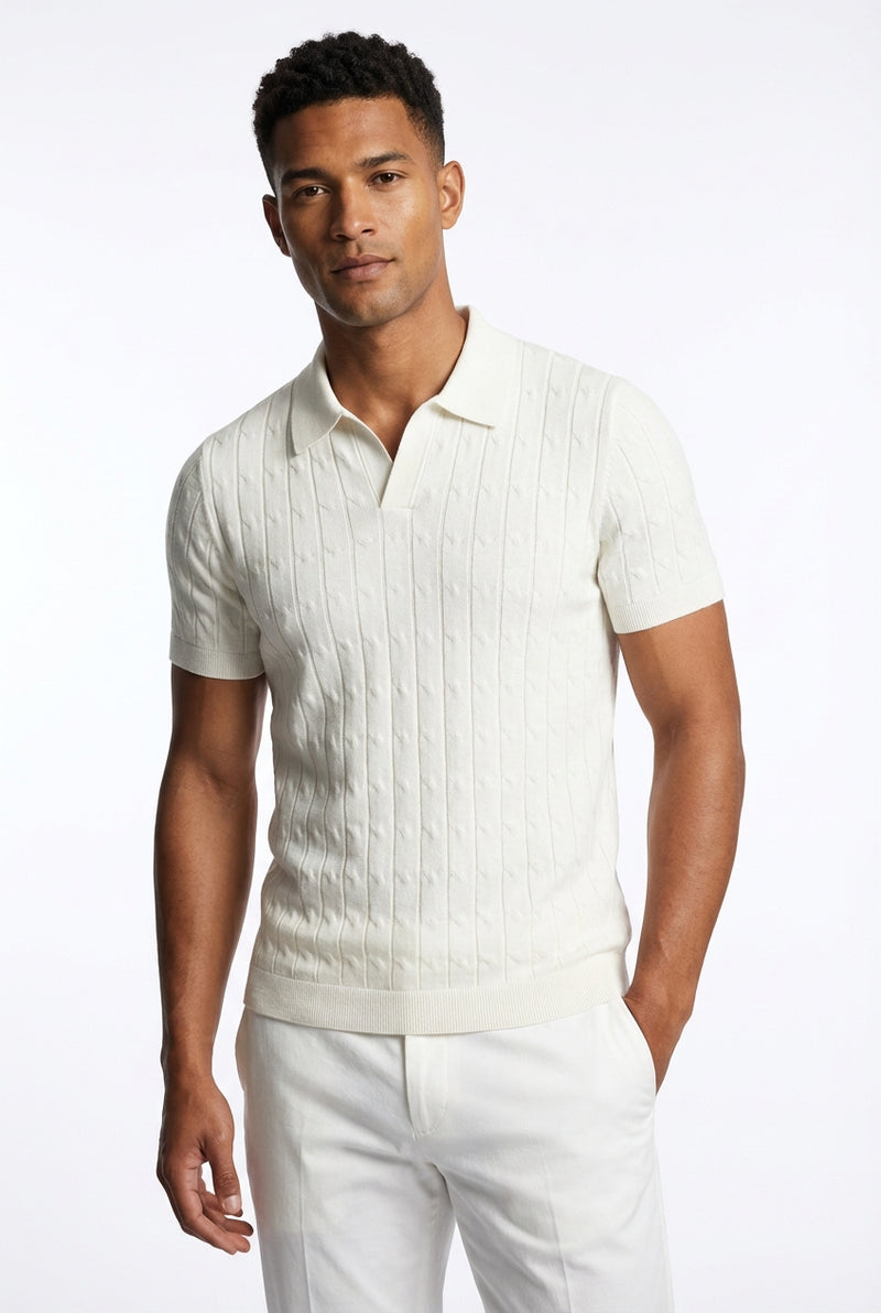 White Slim Fit Polo Shirt-shirts > polo shirts-Laventaire-White-XS-Laventaire