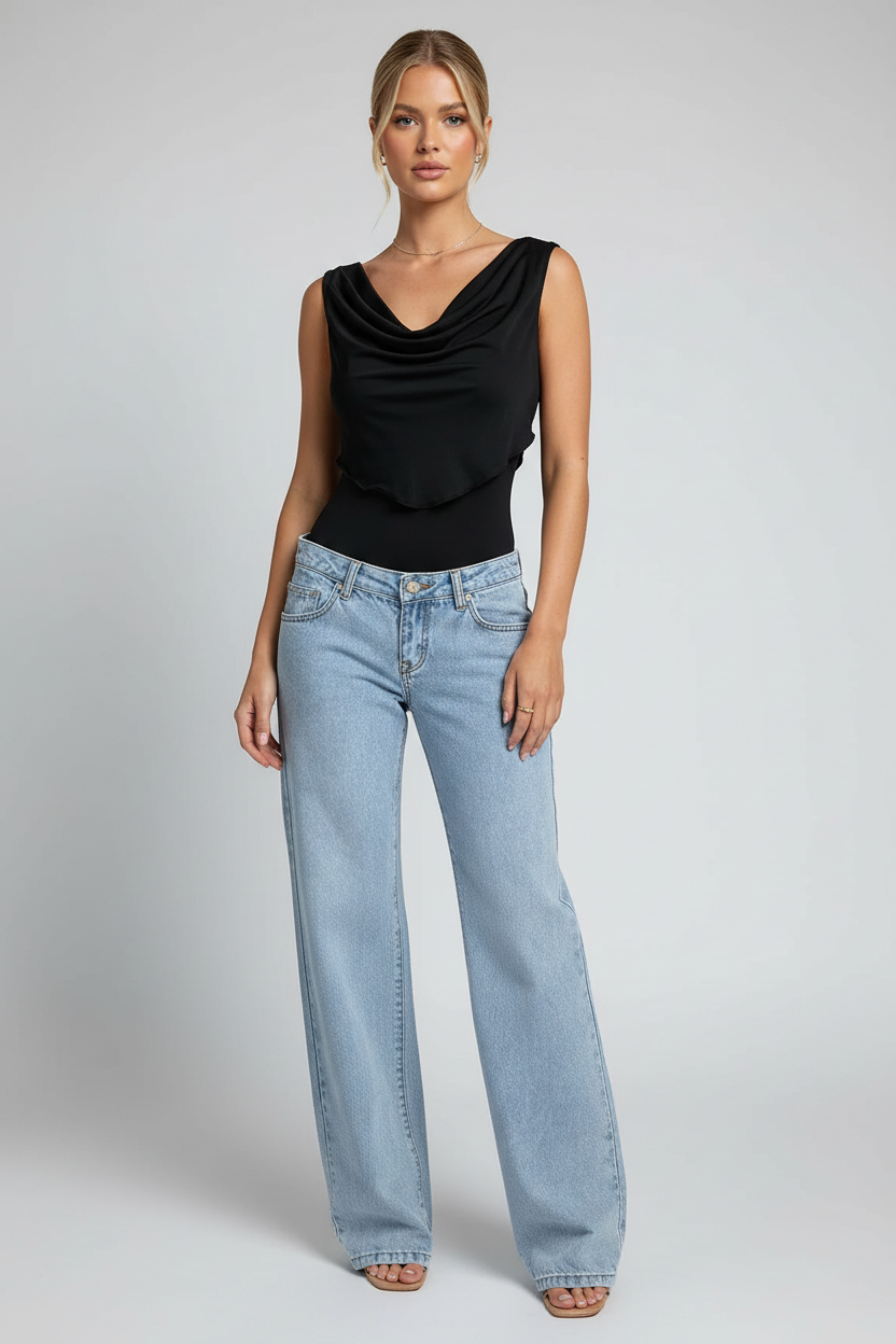 Wide Leg Baggy Jeans-jeans > wide leg jeans-Laventaire-Laventaire