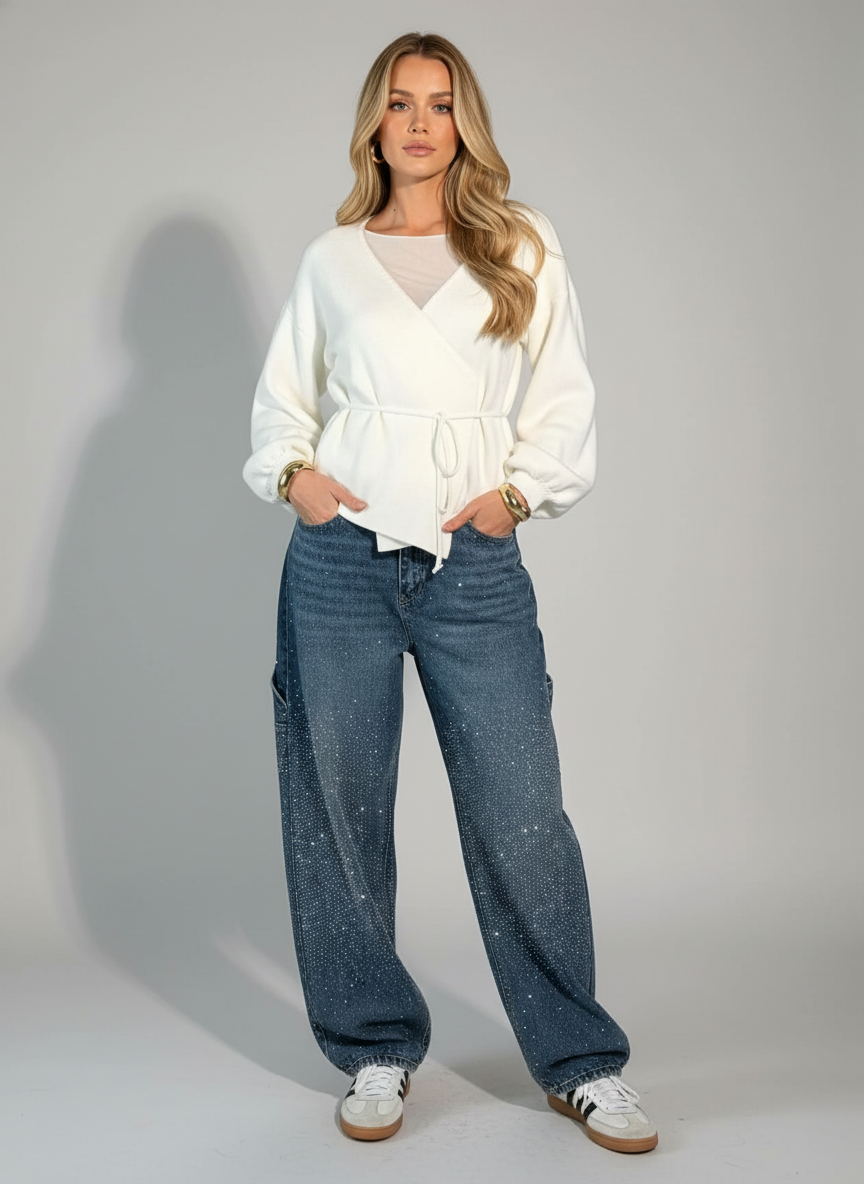 Wide Leg Casual Denim Jeans-jeans > fitted jeans-Laventaire-Laventaire