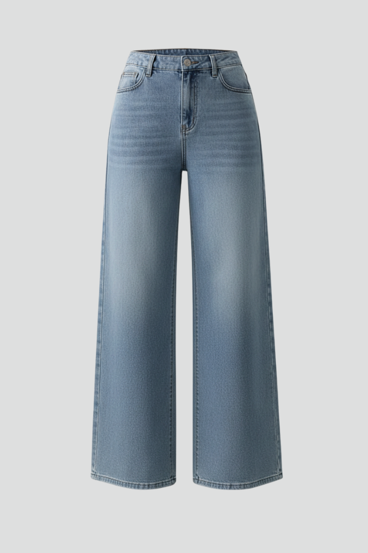 Wide Leg Casual Jeans-jeans > wide leg jeans-Laventaire-Laventaire