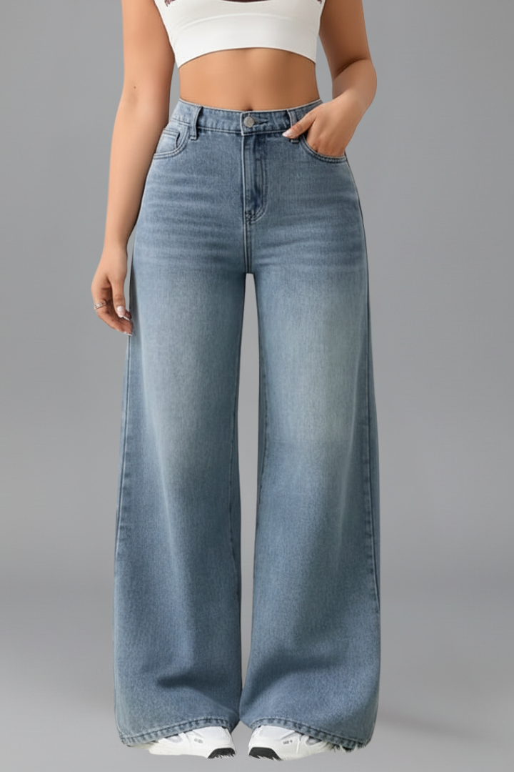 Wide Leg Casual Jeans-jeans > wide leg jeans-Laventaire-Laventaire