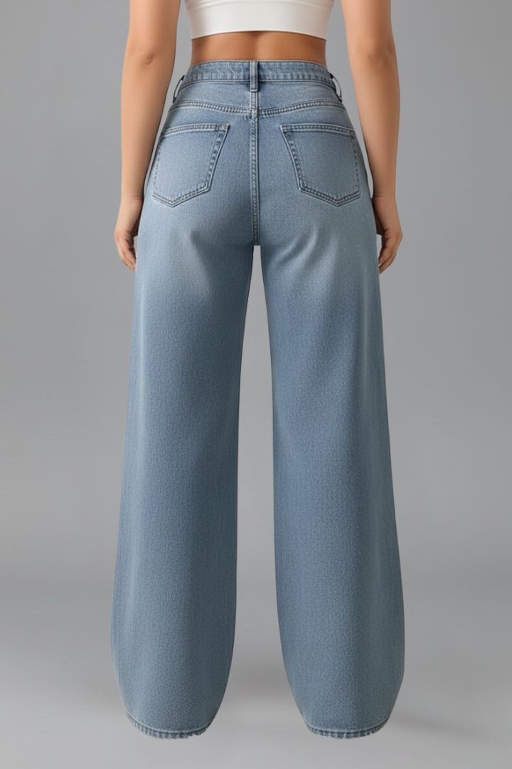 Wide Leg Casual Jeans-jeans > wide leg jeans-Laventaire-Laventaire