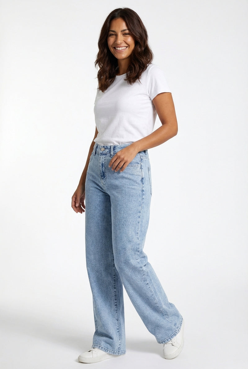 Wide Leg Casual Trousers-trousers > wide leg trousers-Laventaire-Light Blue-XS-Laventaire