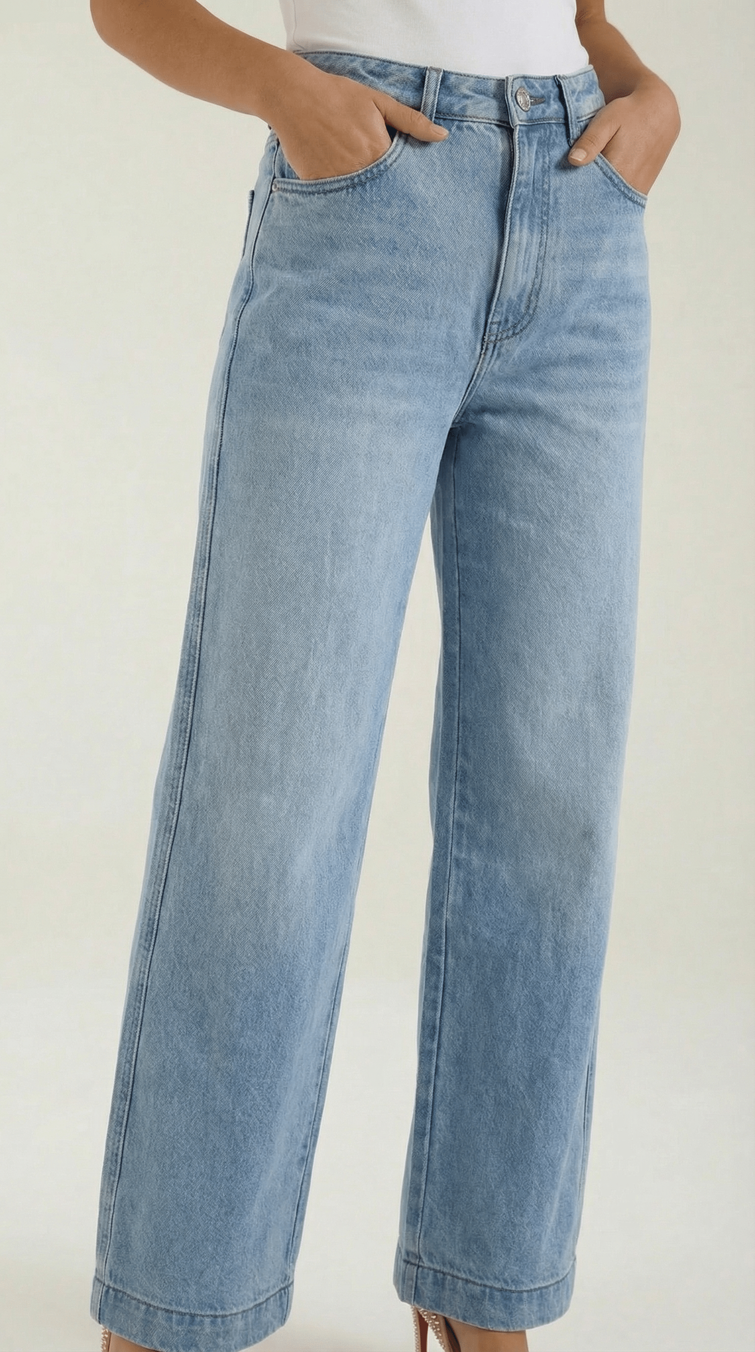 Wide Leg High Rise Jeans-pants > jeans > wide leg jeans-Laventaire-Laventaire