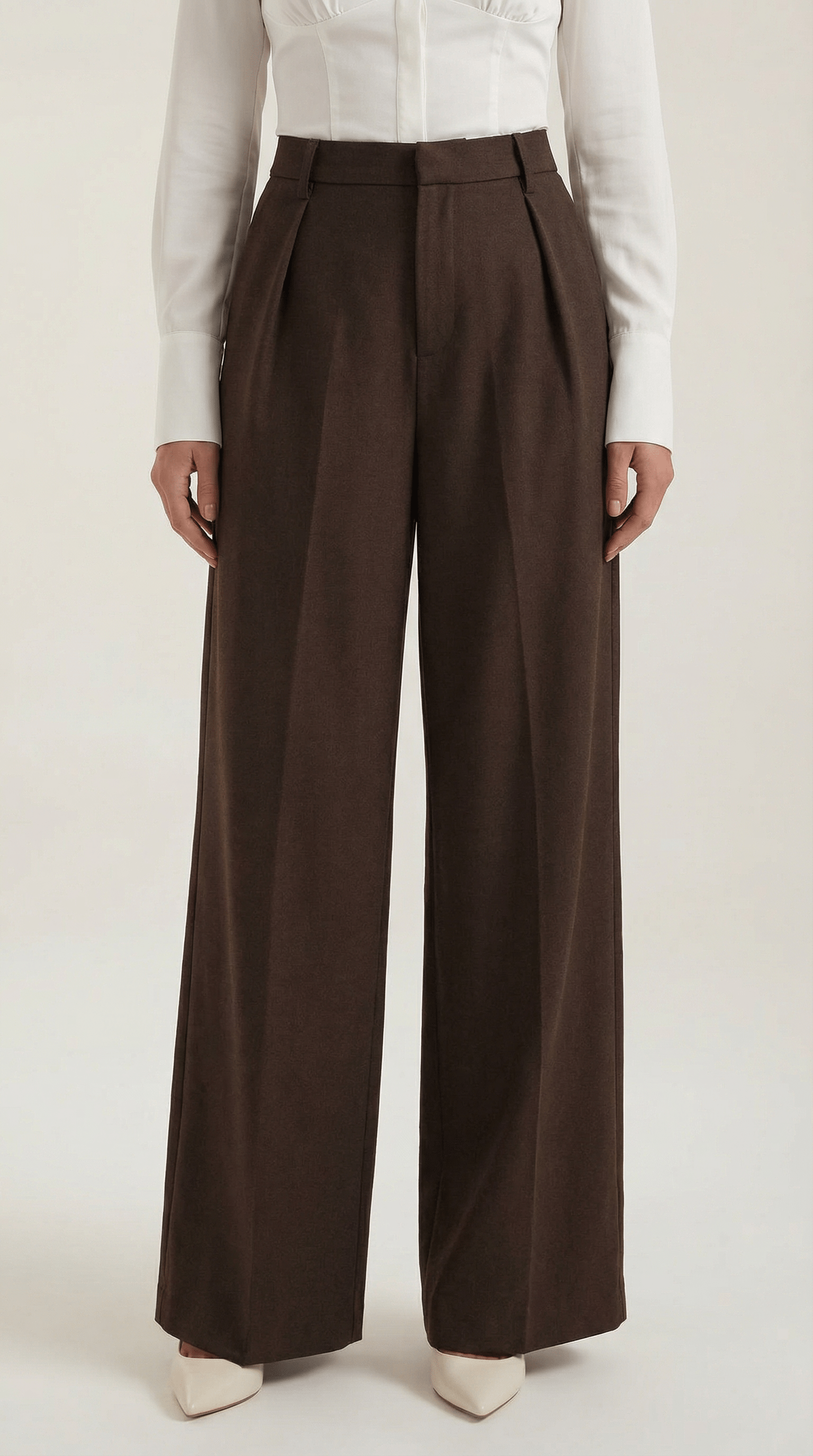 Wide Leg High Rise Trousers-trousers > wide leg trousers-Laventaire-Laventaire