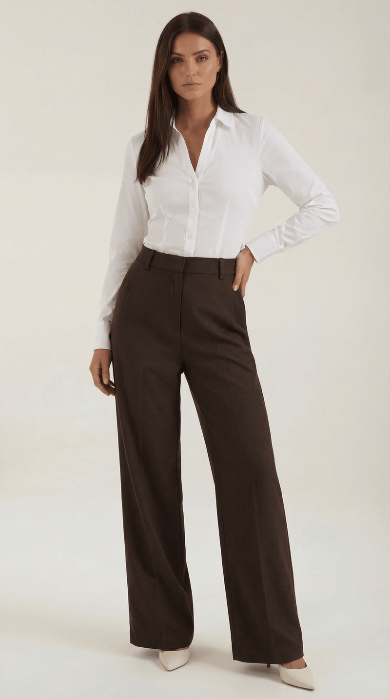 Wide Leg High Rise Trousers-trousers > wide leg trousers-Laventaire-Laventaire
