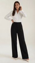 Wide Leg High Rise Trousers-trousers > wide leg trousers-Laventaire-Laventaire