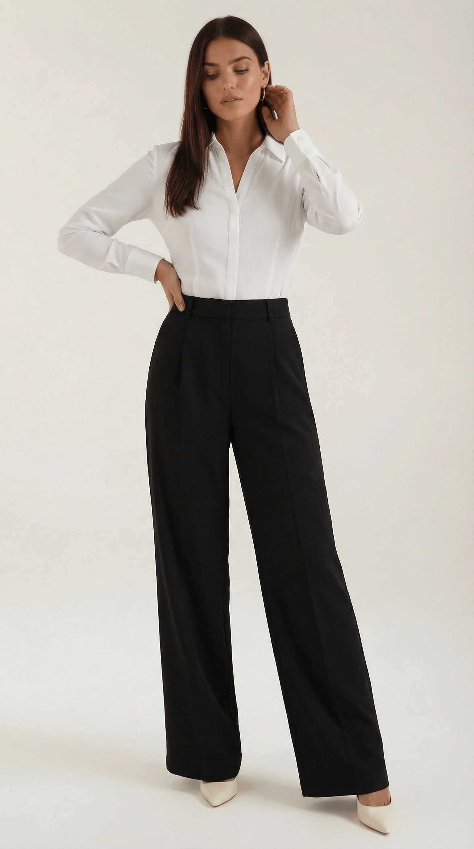 Wide Leg High Rise Trousers-trousers > wide leg trousers-Laventaire-Laventaire