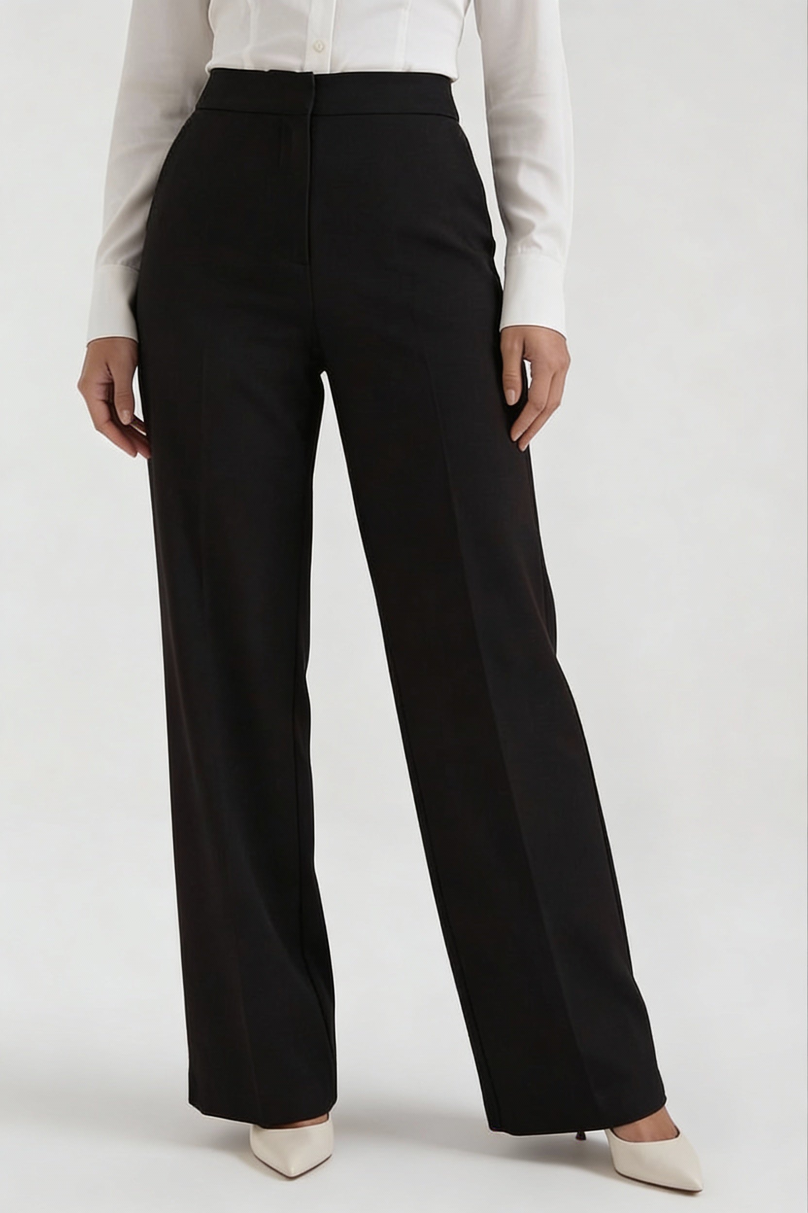 Wide Leg High Rise Trousers-trousers > wide leg trousers-Laventaire-Black-S-Laventaire