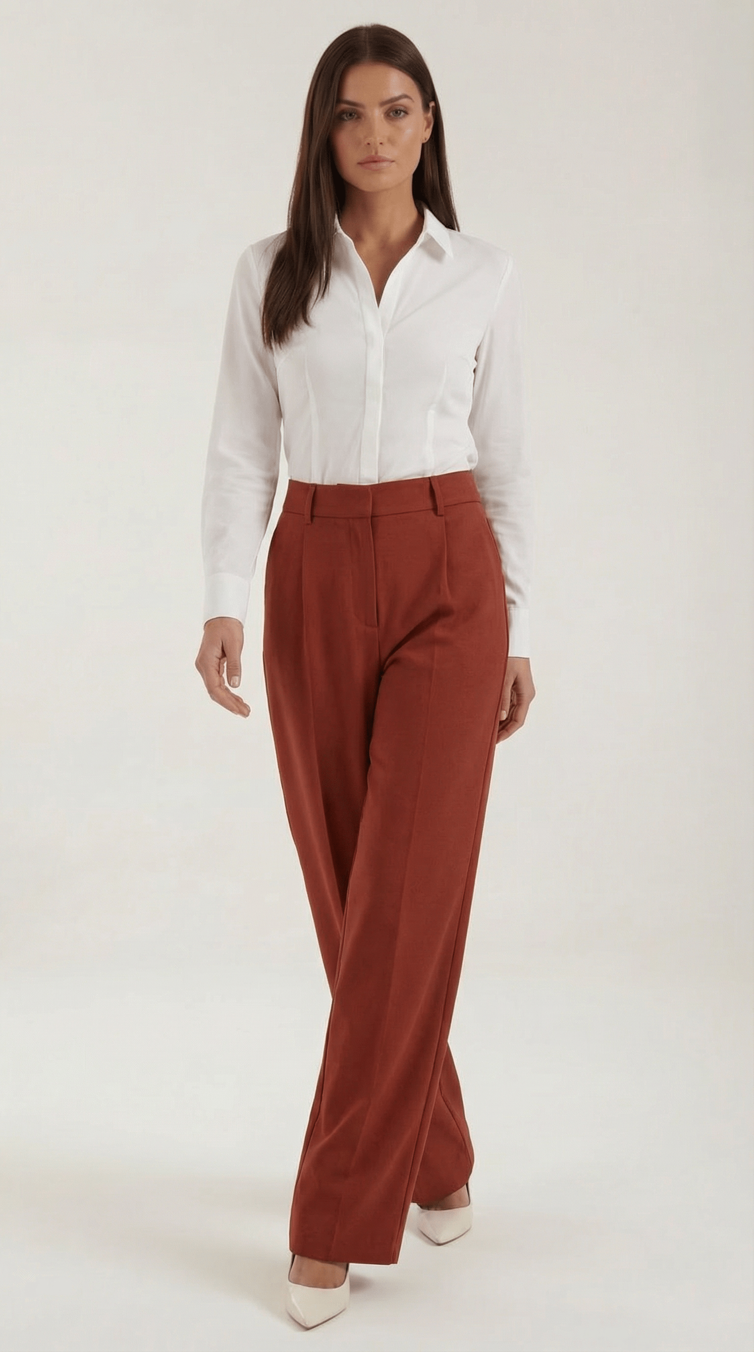 Wide Leg High Rise Trousers-trousers > wide leg trousers-Laventaire-Rust Brown-S-Laventaire