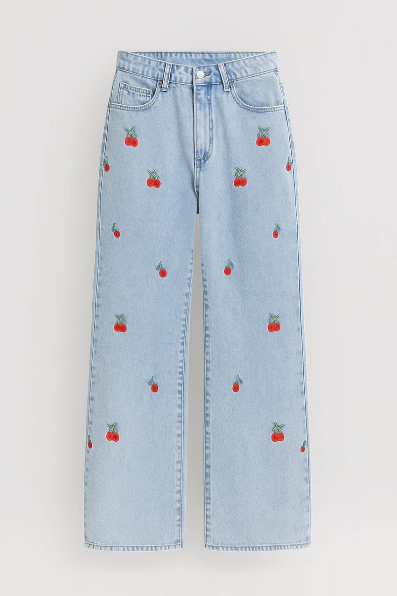 Wide Leg High Waist Jeans-pants > jeans > wide leg jeans-Laventaire-Laventaire