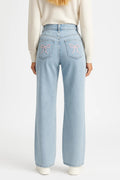 Wide Leg High Waist Jeans-pants > jeans > wide leg jeans-Laventaire-Laventaire