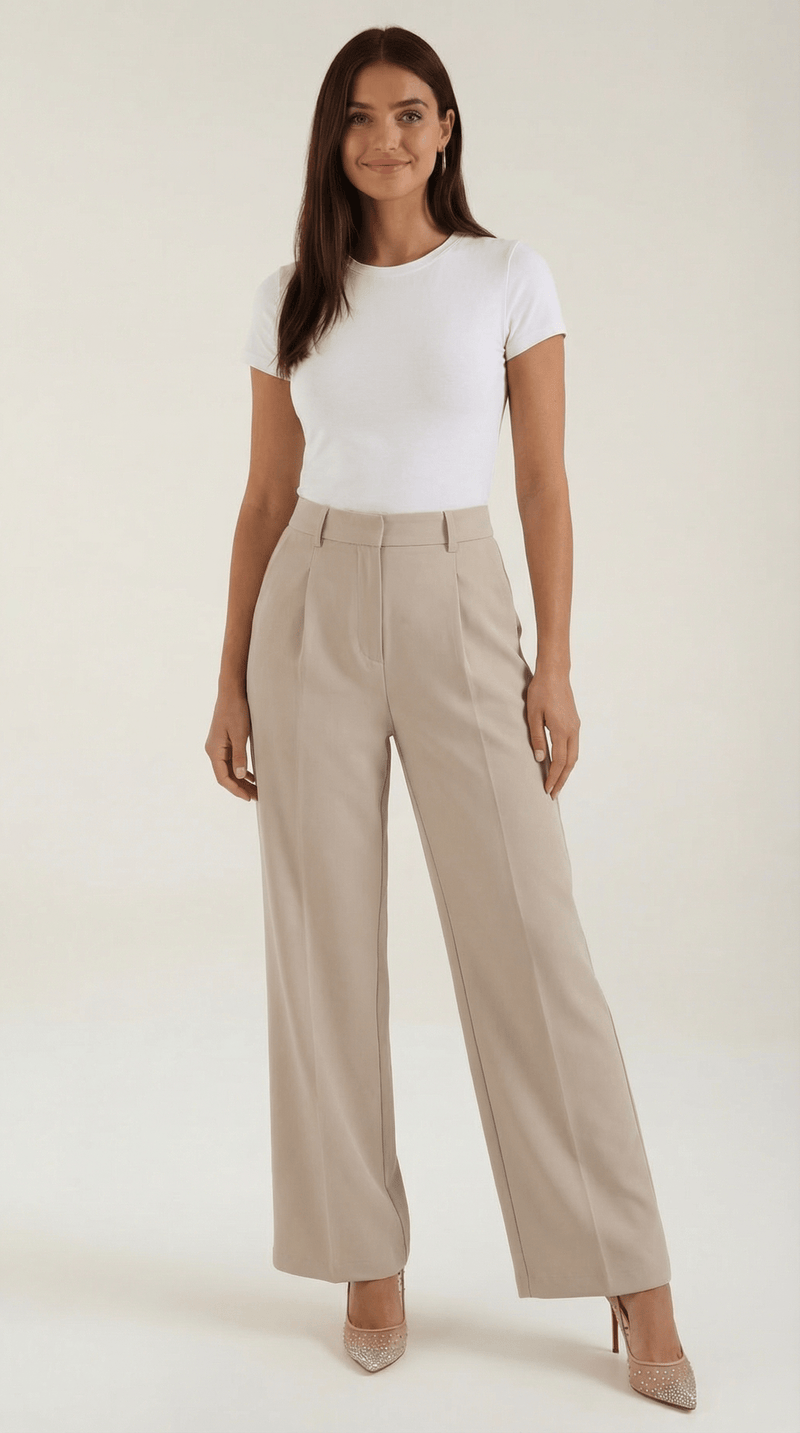 Wide Leg High Waist Trousers-trousers > wide leg trousers-Laventaire-Laventaire