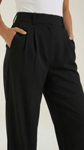 Wide Leg High Waist Trousers-trousers > wide leg trousers-Laventaire-Laventaire