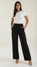 Wide Leg High Waist Trousers-trousers > wide leg trousers-Laventaire-Black-XS-Laventaire