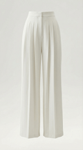 Wide Leg Pleated Pants White-trousers > wide leg trousers-Laventaire-Laventaire