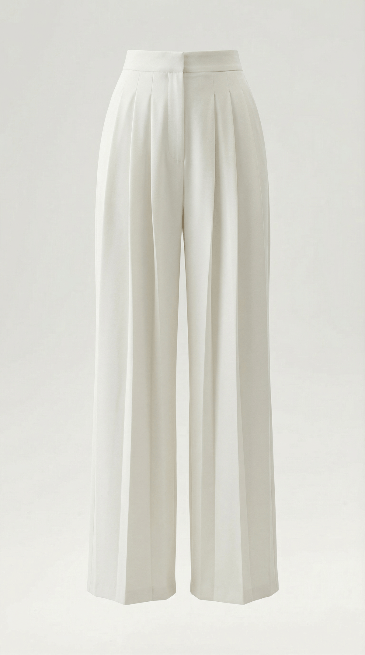 Wide Leg Pleated Pants White-trousers > wide leg trousers-Laventaire-Laventaire