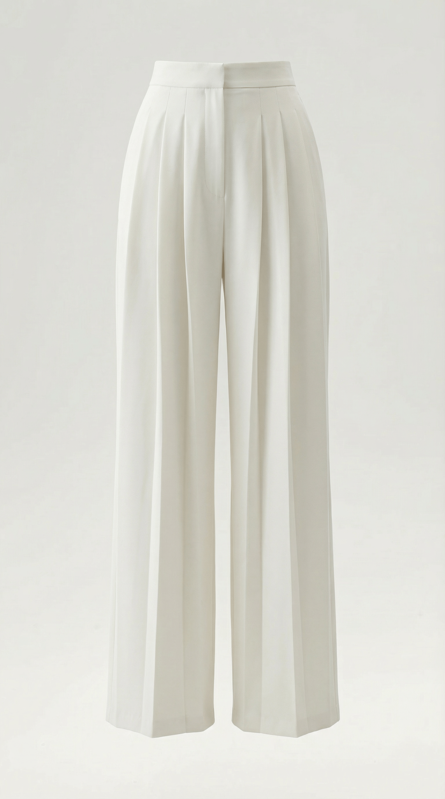 Wide Leg Pleated Pants White-trousers > wide leg trousers-Laventaire-Laventaire