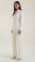 Wide Leg Pleated Pants White-trousers > wide leg trousers-Laventaire-Laventaire