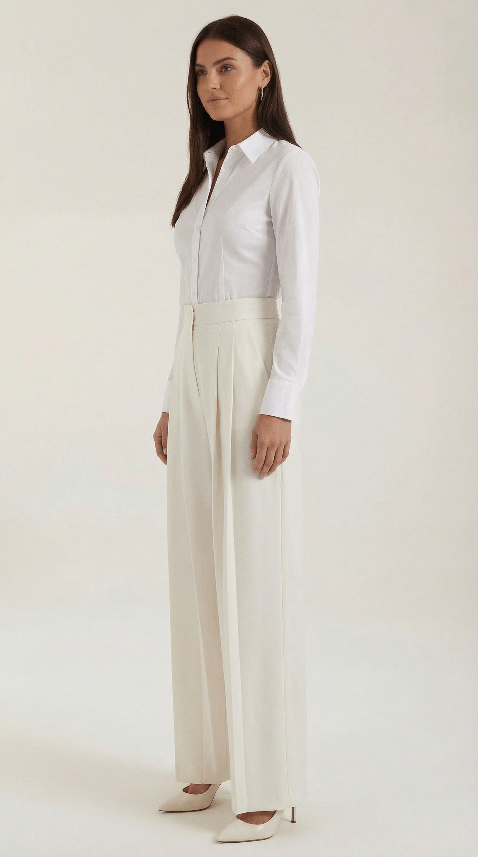 Wide Leg Pleated Pants White-trousers > wide leg trousers-Laventaire-Laventaire