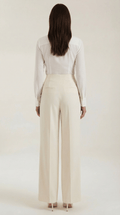 Wide Leg Pleated Pants White-trousers > wide leg trousers-Laventaire-Laventaire