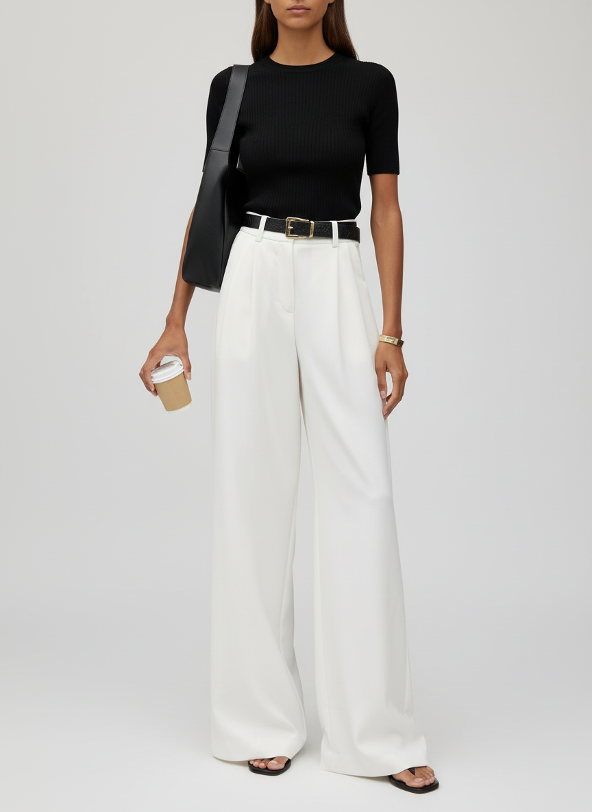 Wide Leg Tailored Pants-pants > wide leg pants > tailored pants-Laventaire-Laventaire