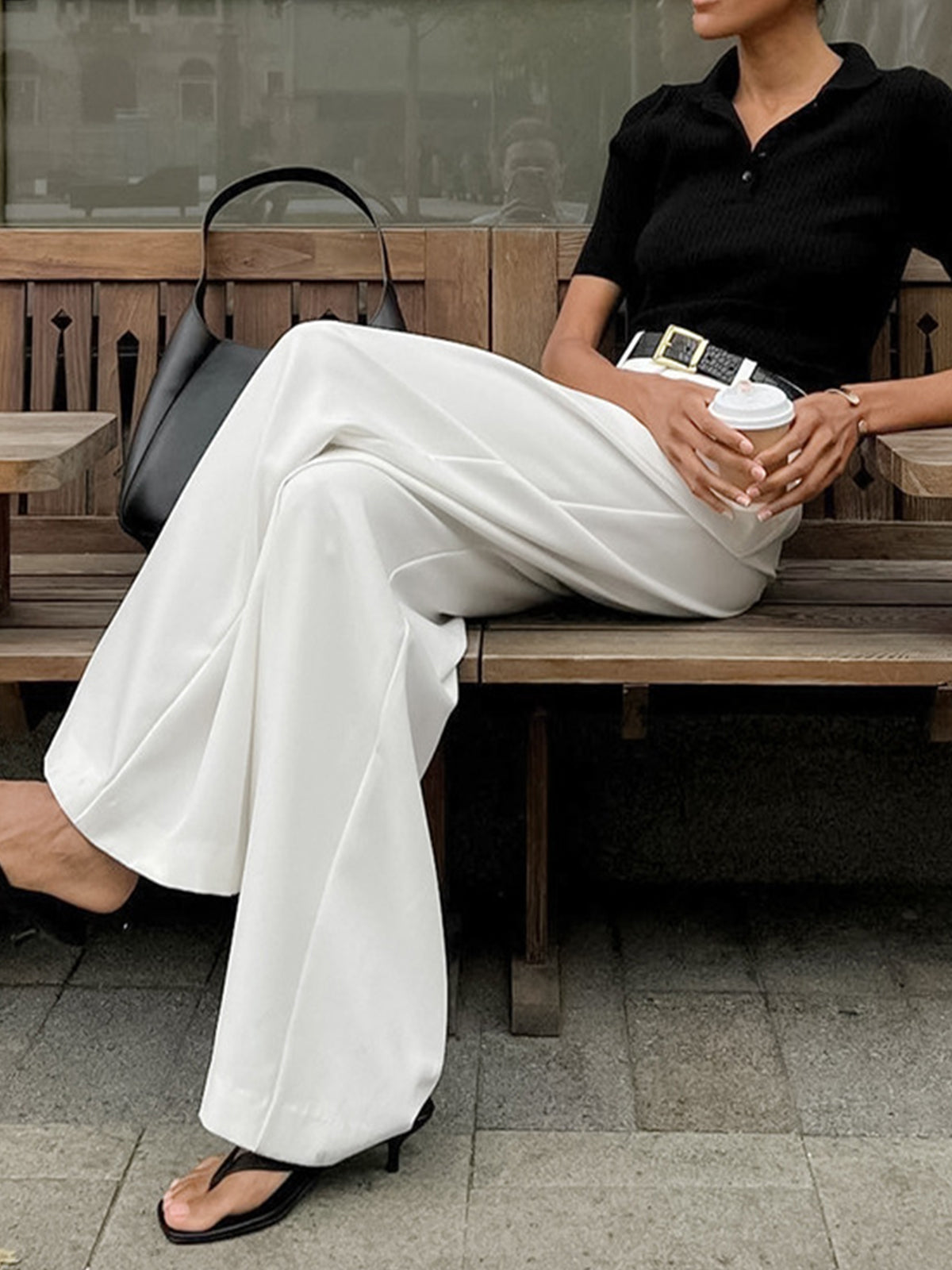 Wide Leg Tailored Pants-pants > wide leg pants > tailored pants-Laventaire-Laventaire