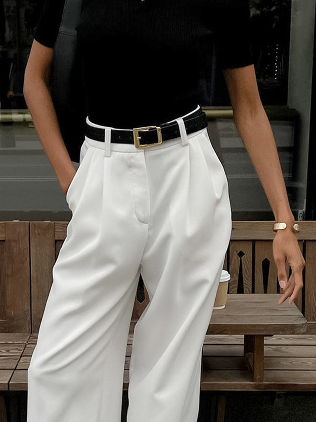 Wide Leg Tailored Pants-pants > wide leg pants > tailored pants-Laventaire-Laventaire