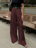 Wide Leg Tailored Pants-pants > wide leg pants > tailored pants-Laventaire-Burgundy-XS-Laventaire