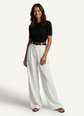 Wide Leg Tailored Pants-pants > wide leg pants > tailored pants-Laventaire-White-XS-Laventaire