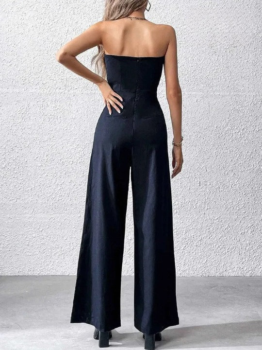 Wide leg Strapless Jumpsuit-jumpsuits > wide leg jumpsuit-Laventaire-Laventaire