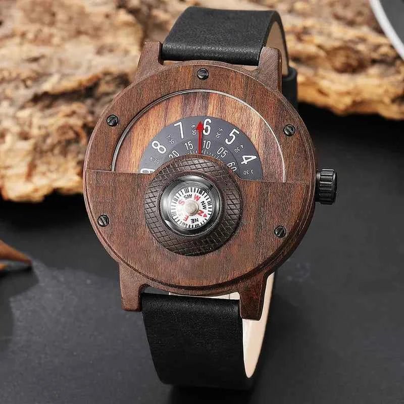 Wooden Analog Watch-accessories > watches > analog watches-Laventaire-Black-One Size-Laventaire