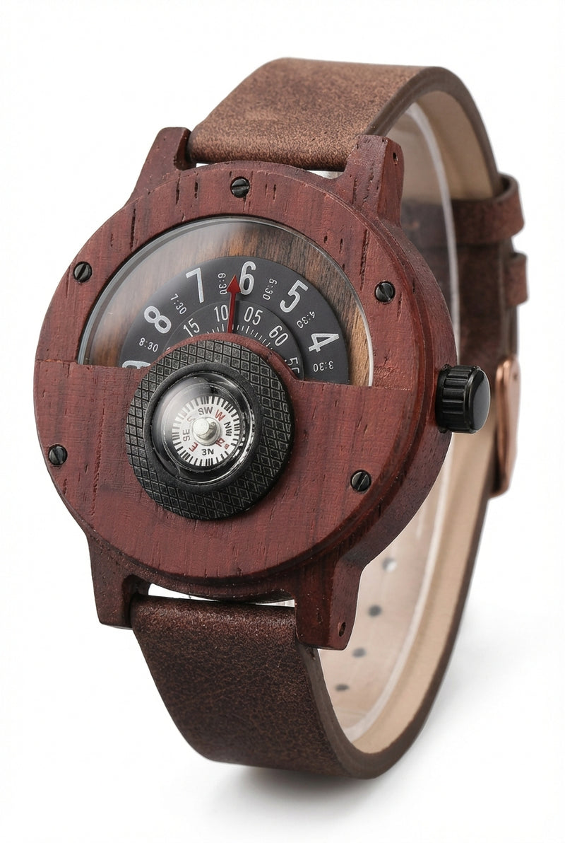 Wooden Analog Watch-accessories > watches > analog watches-Laventaire-Dark Brown-One Size-Laventaire