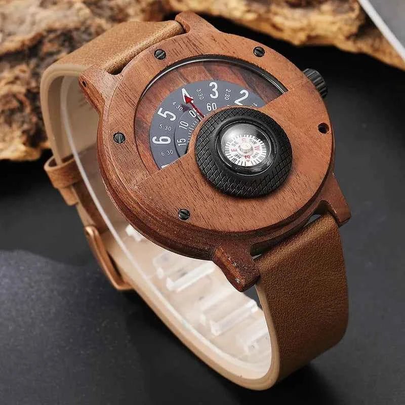 Wooden Analog Watch-accessories > watches > analog watches-Laventaire-Light Brown-One Size-Laventaire