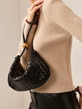 Woven Hobo Handbag Gold Plated-handbags > hobo handbags-Laventaire-Laventaire