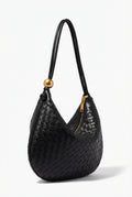Woven Hobo Handbag Gold Plated-handbags > hobo handbags-Laventaire-Black-One Size-Laventaire