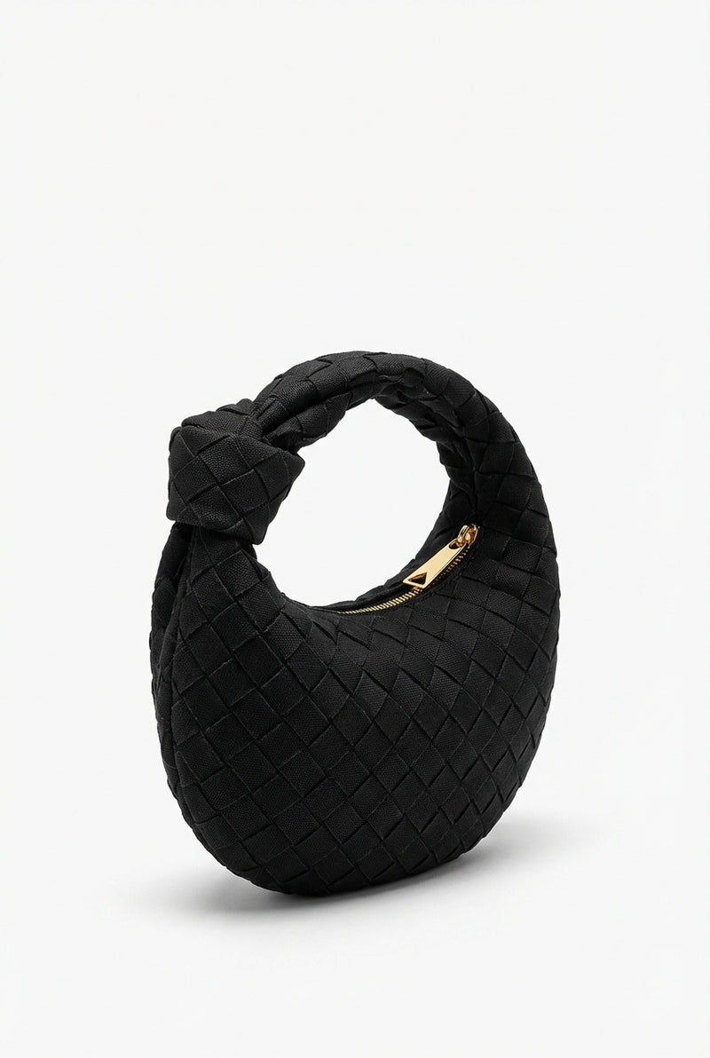 Woven Mini Crescent Bag-bags > mini bags-Laventaire-Black-One Size-Laventaire