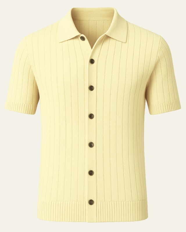 Yellow Short Sleeve Polo Shirt-shirts > polo shirts-Laventaire-Laventaire