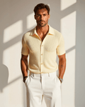 Yellow Short Sleeve Polo Shirt-shirts > polo shirts-Laventaire-Laventaire