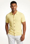 Yellow Short Sleeve Polo Shirt-shirts > polo shirts-Laventaire-Butter Yellow-S-Laventaire